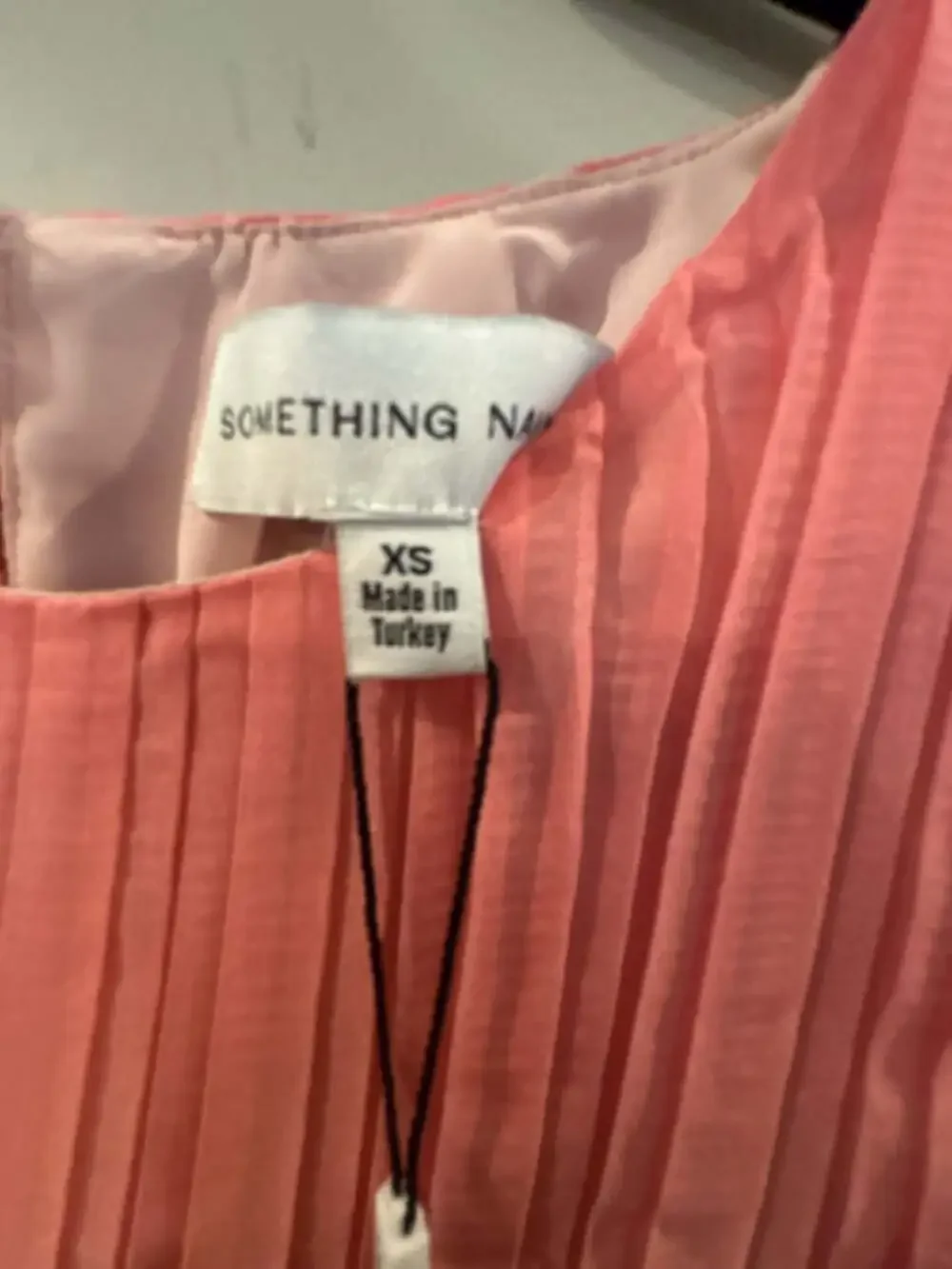 Something Navy Pleated Long Sleeve Ombre Dress Pink Combo midi XS NEW